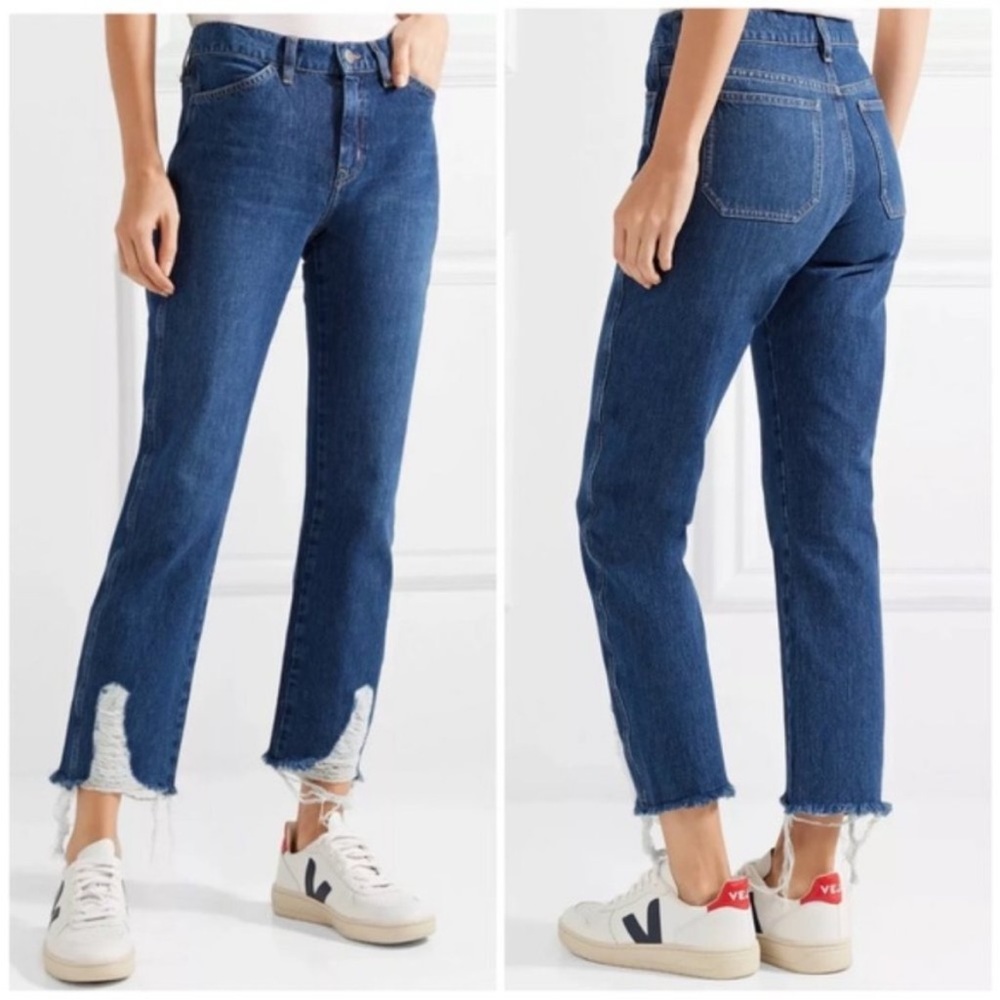 NWOT Anthropologie Mih Cult Mid Rise Straight Distress Hem Jeans size 32